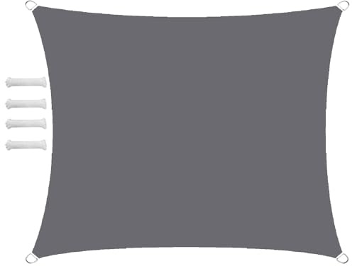 GLIN Sonnensegel Wasserdicht Rechteckig 2x2.5m Sonnensegel Balkon Sonnenschutz 95% UV Schutz Windschutz für Balkon Garten,mit Ösen und Befestigungsseile Grau