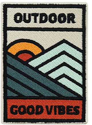 Finally Home Patch zum Aufbügeln & Aufnähen Outdoor Vibes | Berg Patches, Natur Bügelbild, Wanderer Aufbügler, Retro Camping Aufnäher, Mountain Bügelpatch