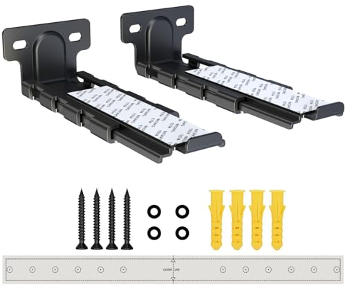 Soundbar Mount | Works with All Soundbar Including Samsung, Sony, Vizio, LG, & More | Depth Adjustable Sound Bar Mounts Under TV Bracket (Black: V02)
