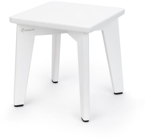 StrongTek Bamboo Step Stool for Kids and Adults, Sturdy and Versatile Short Foot Stool for Bathroom, Kitchen, Bedroom, Compact 10-inch Small Wood Stool, Plant Stand (White)