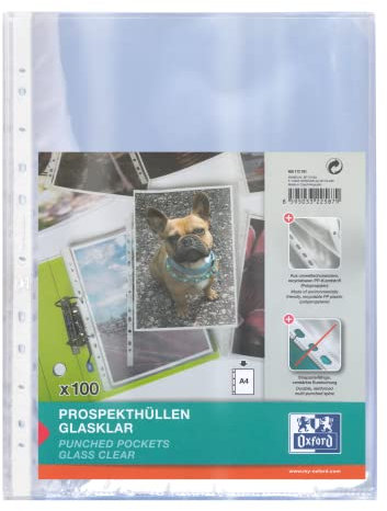 Oxford Prospekthüllen A4, glasklar, oben offen, 100 Stück