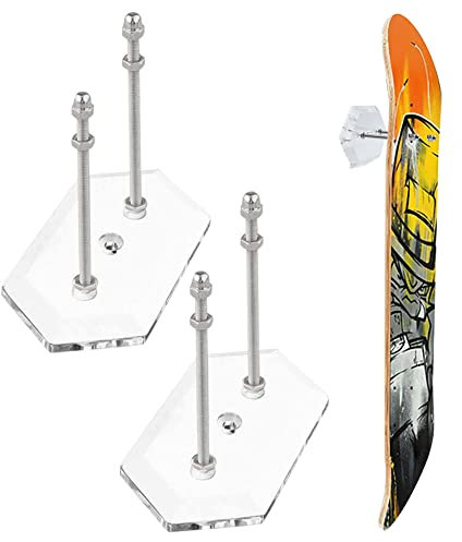 Rebanky 2 Stück Skateboard Wandhalterung Acryl Skateboard Halterung Wand Clear Skateboard Display Skateboard Rack Clear für Skateboard Deck Display und Lagerung