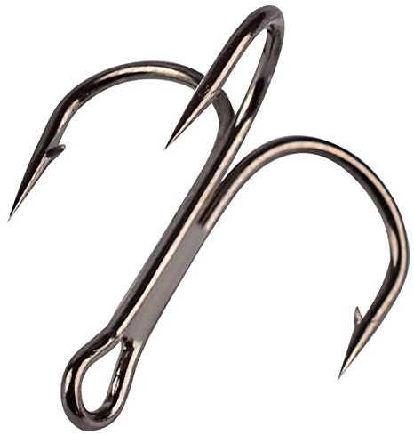 YATROUYS 100pcs Fishing Hook Treble Hooks High Carbon Treble Hooks Super Sharp Solid Size 2 4 6 8 10 12 Triple Barbed Steel Fish Hook (12#-100pcs, Black)
