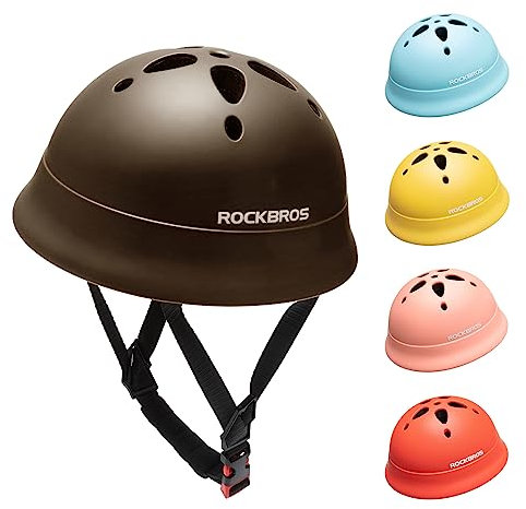 ROCKBROS Kinder Fahrradhelm 2-5 Jahre Kinderhelm Kopfumfang 48-52 cm für Kleinkinder Outdoor Laufrad Scooter Braun