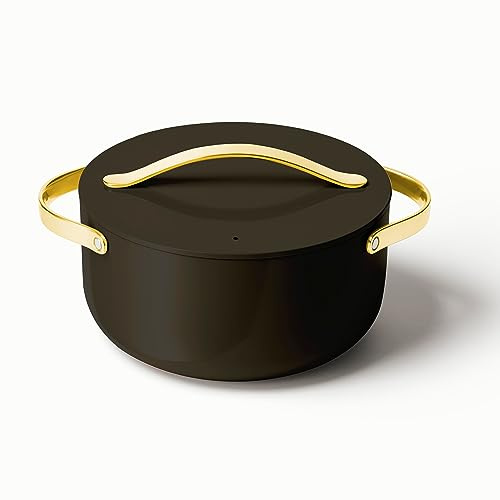 Caraway Nonstick Ceramic Dutch Oven Pot with Lid (6.5 qt, 10.5) - Non Toxic, PTFE & PFOA Free - Oven Safe & Compatible with All Stovetops (Gas, Electric & Induction) - Black