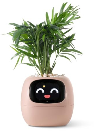 PLANTSIO Smart pet Planter Robot Guidance on Plant Care with Emojis, Adorable Plant Companion with Rich Gesture Interaction, Neat Desk Setup Gift (Rose)