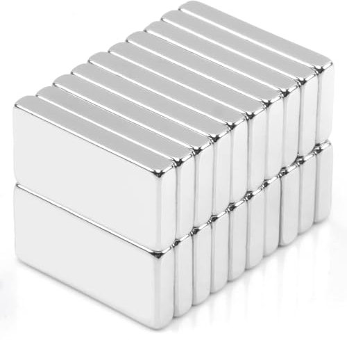 Keukenket 20 Stück Neodym Magnete Extra Stark, 20x10x3mm Rechteckig für Whiteboard, Selbstklebend Seltenerdmagnete für Magnettafel, Küchenschrank, Magnetboard