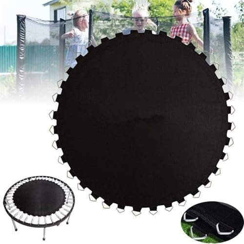 Tappeto Elastico Telo Ricambio Trampolino, Tappetino da salto di sicurezza a molla resistente all'acqua e ai raggi UV da 10 piedi con anelli a V, Accessori per trampolino tondo,10FT(54 buckle),Black