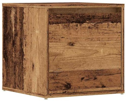 vidaXL Cajón Taburete Madera de ingeniería Madera Vieja 40,5x40x40 cm, baúl Taburete, baúl de almacenaje, Caja almacenaje con cojín