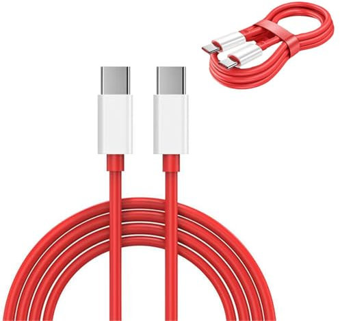 2M 65W USB-C Fast Charger Cable for OnePlus 11/10 Pro/Nord 2T 5G/8/7 Pro/7T/6T/6/5/3 | 480Mbps Data Sync | Fast Charging (Red)