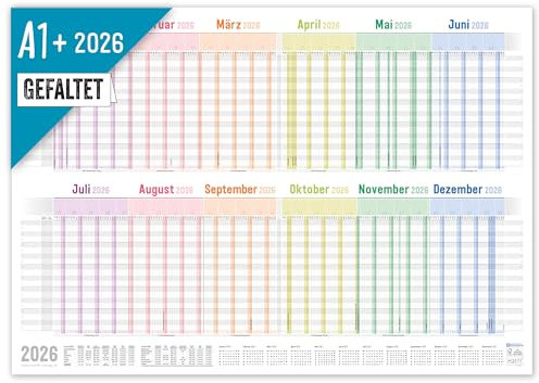 Häfft® Urlaubsplaner Mitarbeiter 2026 A1 + quer (89 x 63 cm) für 20 Personen, großer Team-Urlaubsplaner Wandkalender, Personalplaner - nachhaltig & klimafreundlich