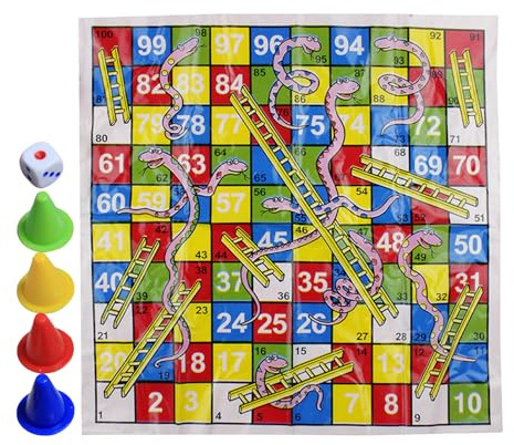 Ludo Ladder Game - Petit Jeu de Planche à Serpent - Jouet de stratégie Compact Pliable et Facile à Transporter - pour l'intérieur et l'extérieur - pour et Adultes - Événements de Vacances