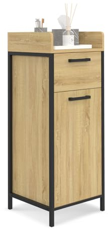 IDMarket - Colonne de Rangement d'appoint Salle de Bain Detroit 1 tiroir 1 Placard Design Industriel