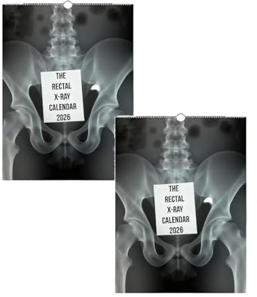 Calendario rectal de rayos X 2026, 12 imágenes de rayos X médicas impactantes e divertidas, calendario de pared novedoso, regalo de broma para médicos, enfermeras y estudiantes de medicina (2 unidades