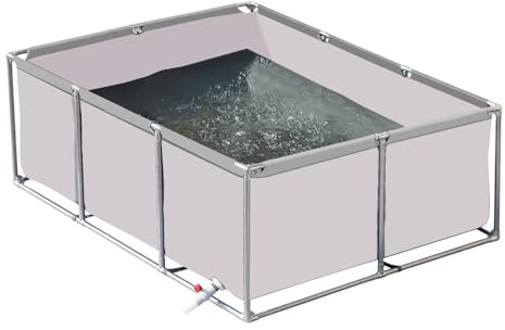Utomhus kanvas pool med stöd, vikbar fiskdamm ovanför marken vattentank trädgårdsbehållare för odling (vit 1 x 1 x 0,8 m)
