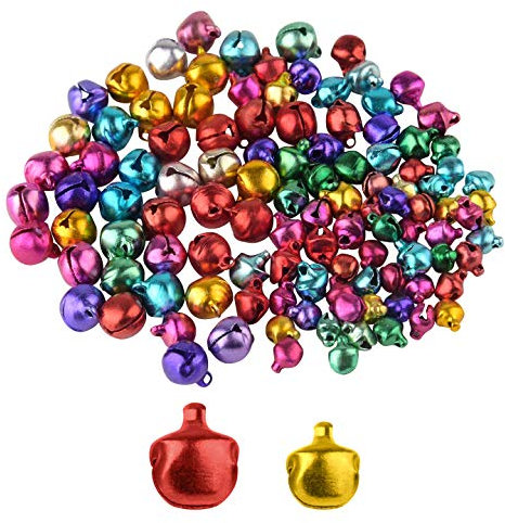 TUPARKA 200PCS 6MM 10MM Jingle Bells Craft Bells Ornament for Christmas Party Decorations Supplies(Assorted Color)