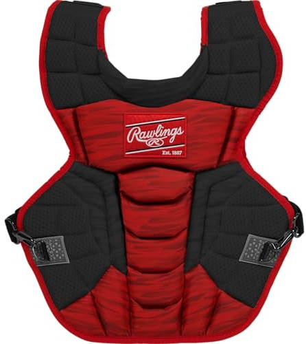 Rawlings | VELO 2.0 Catcher's Chest Protector | Baseball | Intermediate - 15 1/2 | Black/Scarlet