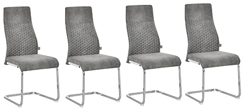 HOMCOM Juego de 4 Sillas de Comedor, Sillas de Cocina con Asiento y Respaldo Acolchado, Tapizado en Terciopelo, Patas de Acero, para Oficina, Conferencia, Sala de Estar, Gris
