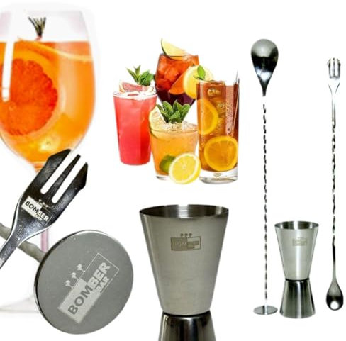 Dosatore Misurino Doppio per Cocktail 25ml /50ml Stile Giapponese 2 Cucchiai Bar In Acciaio Inox Attrezzatura Per Bar,Discoteche,Party, Feste, Cocktail, Shaker (Argento)