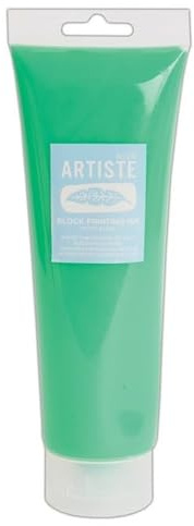 Artiste Inchiostro per stampa a blocchi idrosolubile, verde fluorescente, 300 ml, per stampa a blocchi, stampa linoleum, serigrafia, kit per artisti, forniture di inchiostro per pittura artistica, a