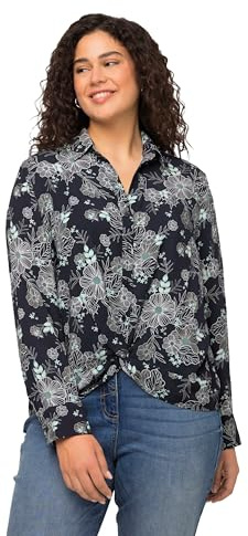 Ulla Popken Chemise Imprimée Blouses, Marine, 60-62 Femme