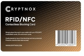 Cryptnox RFID/NFC Carte De Blocage sans Contact - Sécurité Et Confidentialité des Données Ultimes pour Le Portefeuille, L'identifiant Et Les Cartes - Sécurisez Votre Monde Numérique Dès Aujourd'hui!