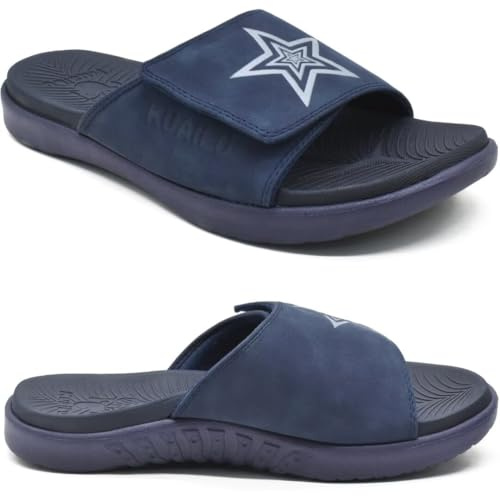 KuaiLu Hombre Sandalias Comodas Fascitis Plantar Ortopedicas Slide Ajustable Ligera Playa Piscina Zapatillas de Verano Antideslizante Suela de Goma EU 47