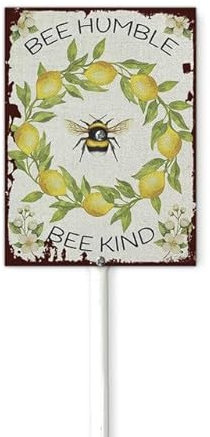 Panneau de cour avec piquets abeille humble bourdon décoration de jardin, panneau pour maison, cour, panneau de cour mignon pour la maison avec piquet, panneau de porte moderne en étain antirouille
