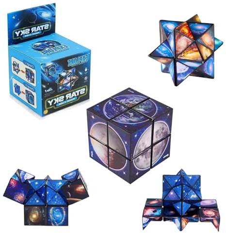 2 en 1 Cube Magique Étoile, Magic Star Cube, 3D Puzzle Cube, Cube 3D Infini,Cube Transformant Jouet Anti-Stress pour Enfants et Adultes, Jeu éducatif Cadeaux