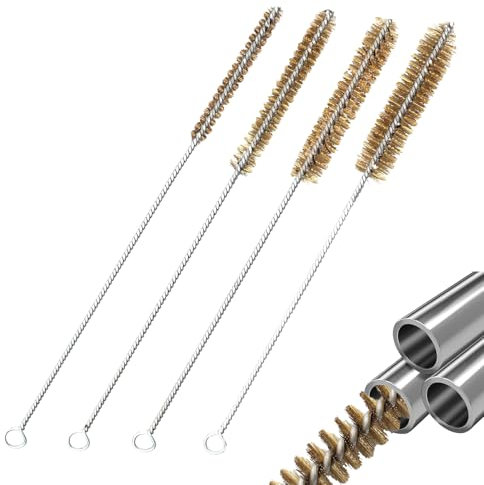 Juego de 4 cepillos de alambre, 8 mm/10 mm/12 mm/15 mm, juego de cepillos de latón y acero inoxidable, para limpieza de tuberías y escorias eficientes