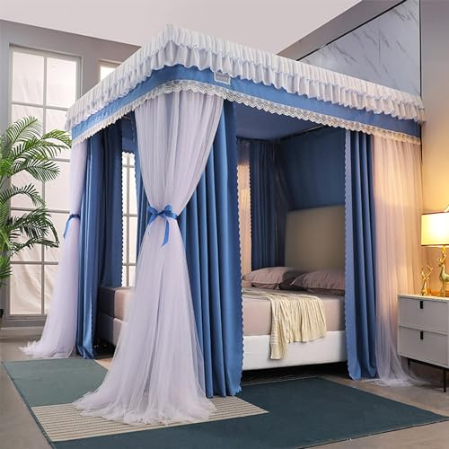 Rideaux de lit à baldaquin élégants à double couche – Ciel de lit luxueux en dentelle princesse for filles et adultes – Convient aux lits jumeaux, doubles, queen, king size – Intimité du lit et tentes