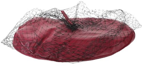 BESPORTBLE Béret Vintage Femme Voile en Cuir PU Chapeau d'artiste Élégant pour Mariage Et Fêtes Accessoire Mode Noir Et Taille Unique