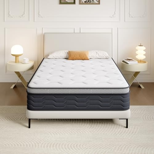 TEENO Materasso 120 x 190, alto 25 cm, Materasso a molle e schiuma, supporto perfetto, confortevole e traspirante, durezza media, antiacaro, anallergico e antibatterico，letto una piazza e mezza
