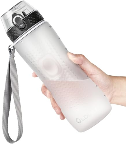 OLDLEY 750ml/25oz Water Bottles with Straw BPA Free Tritan Water Bottles for Gym School Sports Travel Leakproof Time Markings Drink Bottles Hydrate for Adult Kids Women Men (White)