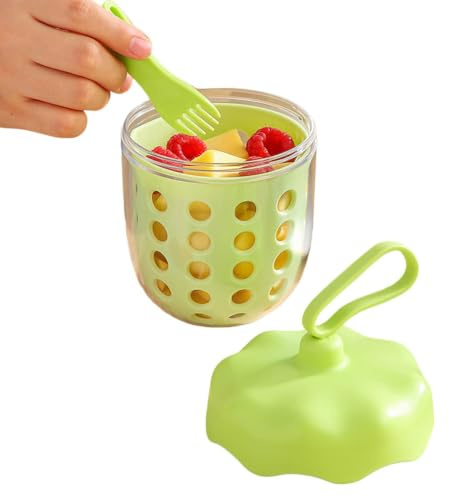 Portabel Fruktbehållare 600 ml Läcksäker med Lock och Medföljande Gaffel