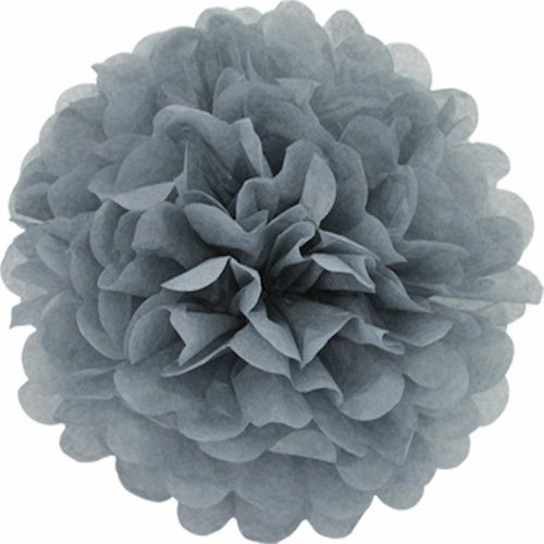 10 papper Pompons 35 cm NYA // PomPoms kam boll sidenpapper pom pom Deko hängande rumsdekor blommor pompon Hell Silber / Grau 012h
