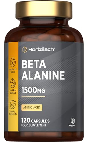 Beta Alanine 1500mg - 120 Vegan Capsules | Premium Amino Acid Supplement for Men & Women - by Horbaach