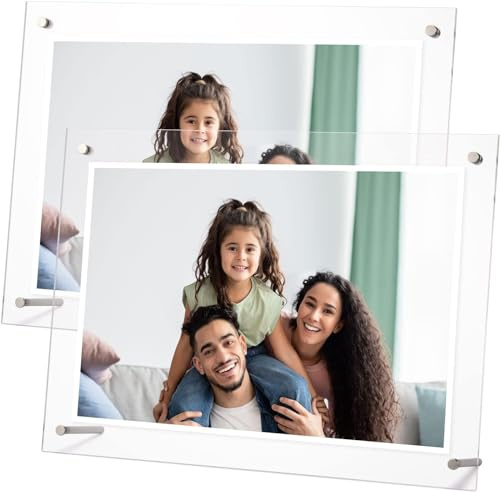 Acrylic Photo Frame A4, Double Panel Clear Picture Frames 33.5x24.5cm, Stylish Acrylic Frame, Display Vertical or Horizontal for Happy Moment, Home, Office, Certificate, Artwork(2 PCS)