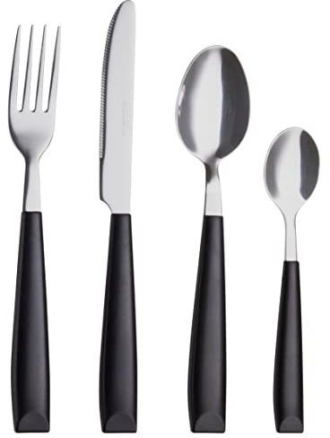 Exzact Cutlery Set Colored 16PCS - Stainless Steel Silverware/Flatware Set with Colored Handles Comfortable to Hold - 4 x Forks, 4 x Dinner Knives, 4 x Dinner Spoons, 4 x Teaspoons