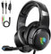 YINSAN Gaming Headset für PS5 Xbox PS4 PC Nintendo Switch Mac, Kabelgebundenes Gaming Kopfhörer mit Mikrofon Surround Sound Geräuschunterdrückung Flip-Stummschaltung RGB Licht