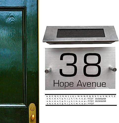 Rianpesn dirección para Casas - Placas número luz Solar LED para Exterior casa | Iluminado Impermeable Multifuncional para Restaurantes, Entradas Casas, Puertas Madera