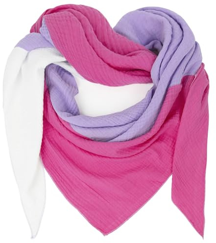 Gloop Donna XXL Maglia Triangolo Sciarpa Foulard Cotone Mussola Sciarpa Senza Graffi sulla Pelle Made in Italy, Rosa-viola chiaro-bianco, Taglia unica