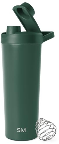 Simple Modern Stainless Steel Shaker Bottle with Ball 24oz | Metal Insulated Cup for Protein Mixes, Shakes and Pre Workout | Rally Collection | 710ml | Forest