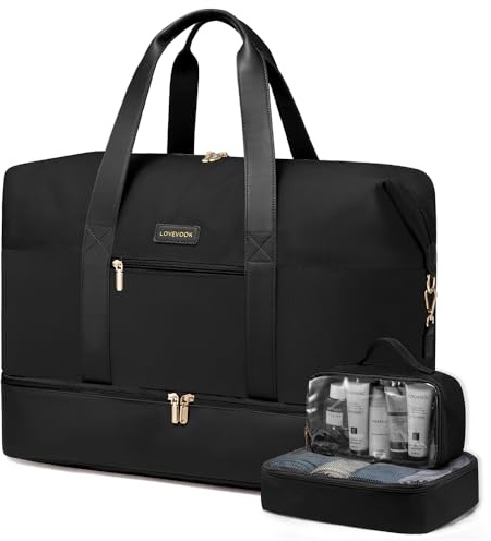 LOVEVOOK Resväska dam, sportväska weekender handbagage väska för flygplan, klinikväska födelse, garment duffle bag reseväska med toalettväska skofack
