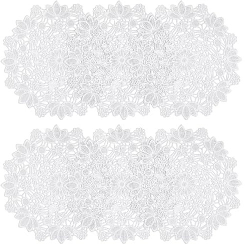 Jeffdad 6 Stück Kleine Handgehäkelte Deckchen, 6 Zoll Runde Spitze Untersetzer Tischmatte Rund Tischset Kleine Häkeln Tischläufer Baumwolle Placemat Tischdecke für Partydekoration (Weiß)