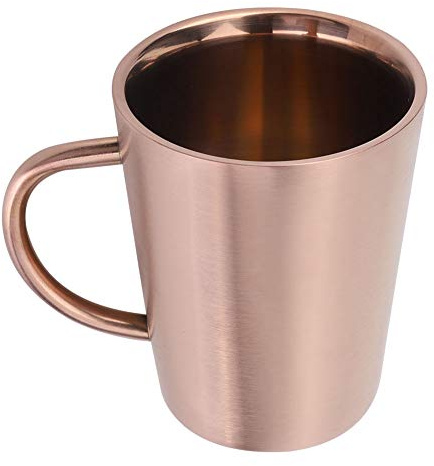 Lybunair dryckesmugg i rostfritt stål 350 ml, isolerad dubbelväggig dryckesföremål med handtag för kaffe, te, öl och vatten