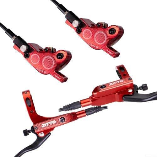 Freno a disco idraulico a pistone, set di freni idraulici con lega di alluminio, set per mountain bike per bicicletta a disco a 4 spinte (rosso)