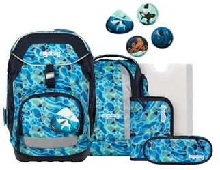 ergobag pack set zaino scolastico ergonomico, zainetto scuola flessibile 6 pezzi prima elementare