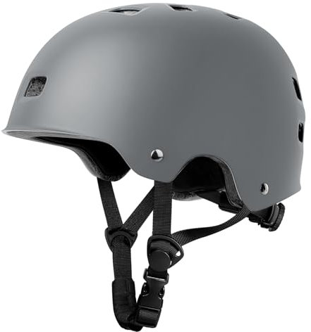 LeapBeast Stadthelm, Robuster Fahrradhelm für den Alltag, Skaterhelm mit Drehrad-Anpassung Geeignet, für Beim Skaten, BMX-Fahren Oder Longboarden für Kinder Erwachsene (Grau, M)