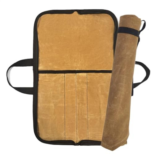 Bolsa enrollable para cuchillos de chef, estuche de transporte para cortador de cocina, portátil, de viaje, bolsa de almacenamiento de lona encerada para entusiastas culinarios, hombres y mujeres